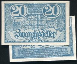 【流通券】Austria (奧地利),  PA13 ， 20-HELLER 1920 #206517 , 品相95新AU 歷史價格詳細信息