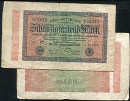 【紙幣】GERMANY(德國), P85a  , 20000-MARK  , 1923點水印,品相極美XF#206807 歷史價格詳細信息