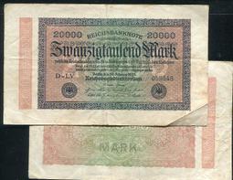 【紙幣】GERMANY(德國), P85a  , 20000-MARK  , 1923點水印,品相極美XF#206807 歷史價格詳細信息