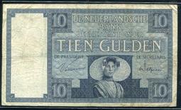【紙幣】Netherlands (荷蘭), P51b , 100-GULD. , 1939品相美VF #208125 歷史價格詳細信息