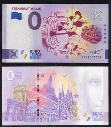 全新2024年迪士尼系列-米奇&米妮飛機瘋狂0歐元紀念鈔 歷史價格詳細信息
