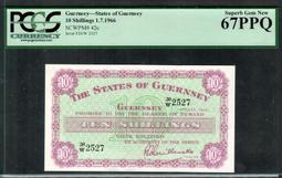 【Numismatist】Guernsey（根西）5-Pounds P-56b ND（1996） PMG67 歷史價格詳細信息