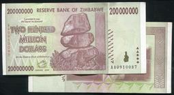 ZIMBABWE(辛巴威紙幣），P81，二億，2008，品相全新UNC 歷史價格詳細信息