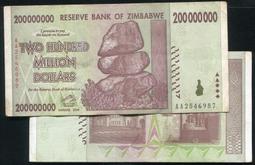 ZIMBABWE(辛巴威紙幣），P81，二億，2008，品相全新UNC 歷史價格詳細信息