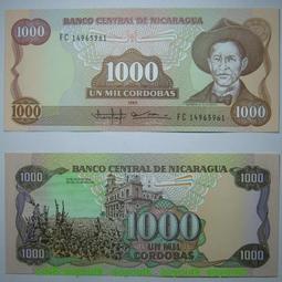 尼加拉瓜1000科多巴1985年全新保真 平版無水印外國紙幣P-156b#紙幣#錢幣#外幣 價格比較,價格查詢,歷史價格詳細信息