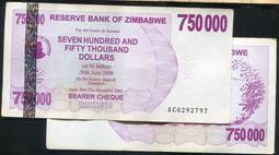 ZIMBABWE（辛巴威紙幣 動物），P75，100000-Dollar，2008，品相全新UNC 歷史價格詳細信息