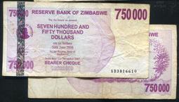 ZIMBABWE（辛巴威紙幣 動物），P75，100000-Dollar，2008，品相全新UNC 歷史價格詳細信息