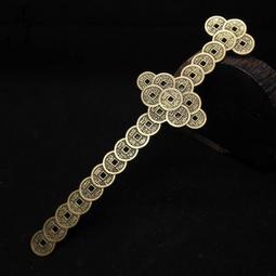 仿古款七星劍 二尺2款 劍身一尺6 四面刃花紋鋼 銅直排七星 黑檀木款 歷史價格詳細信息