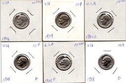 美國 USA 10分1角one dime 1977年羅斯福總統AU 歷史價格詳細信息