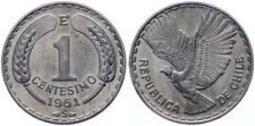 【全球硬幣】智利錢幣 Chile coin 1957 1 PESO 老鷹圖案 歷史價格詳細信息