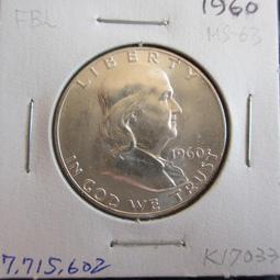 經典銀幣--1962 D 美國富蘭克林半圓銀幣-MS63-K17037 歷史價格詳細信息