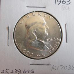 經典銀幣--1962 D 美國富蘭克林半圓銀幣-MS63-K17037 歷史價格詳細信息