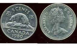 【全球郵幣】加拿大CANADA 1980 5cents 5分單枚價AU 價格比較,價格查詢,歷史價格詳細信息