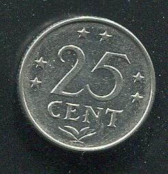 【錢幣】 NETH. ANTILLES (荷屬安地列斯)， 25-CENT , K11 , 1975 ,品相極美XF#202358 歷史價格詳細信息