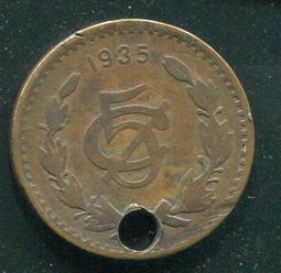 【錢幣】Mexico(墨西哥),5 Cent,K426,1960 #206442 ,品相美VF 歷史價格詳細信息