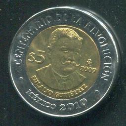 【雙色幣】Mexico(墨西哥),5-PESO 2009,Pedro Moreno #206663 ,品相全新UNC 歷史價格詳細信息