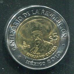 【雙色幣】Mexico(墨西哥),5-PESO 2009,Belisario D. #206654 ,品相全新UNC 歷史價格詳細信息