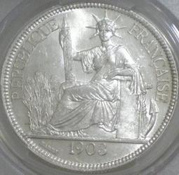 粉光PCGS-MS62法屬印度支那1922年坐洋壹圓大銀幣373 歷史價格詳細信息