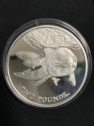 南喬治亞和南桑德韋奇島2013年 2鎊 藍鯨藍色 鈦金屬幣 有盒證書 歷史價格詳細信息