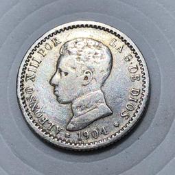 83.5%銀西屬菲律賓阿方索十二世20分銀幣M067，8354356 歷史價格詳細信息