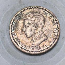 83.5%銀西屬菲律賓阿方索十二世20分銀幣M067，8354356 歷史價格詳細信息