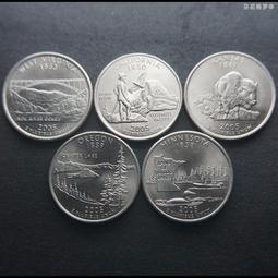 美國州幣25美分1/4美元鎳幣硬幣2007年5枚套 24F206 歷史價格詳細信息