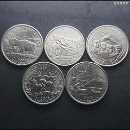 美國州幣25美分1/4美元鎳幣硬幣2007年5枚套 24F206 歷史價格詳細信息