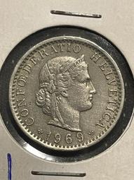 瑞士1969年1/2Fr.銅鎳幣硬幣18mm 24D740 歷史價格詳細信息