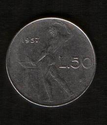 義大利共和國錢幣--面值 50里拉，1956年，K95，品相美VF 歷史價格詳細信息