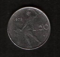 義大利共和國錢幣--面值 50里拉，1972年，K95，品相美上VF+ 價格比較,價格查詢,歷史價格詳細信息