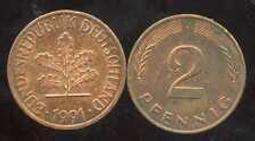 【全球郵幣】德國錢幣 Germany 1990 2 Pfennig  AU 歷史價格詳細信息