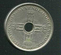 【硬幣】NORWAY(挪威)，1 KRONE，K385，1939 ，品相美上VF+ #191504 歷史價格詳細信息