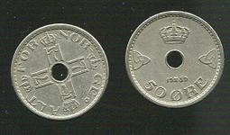 【硬幣】NORWAY (挪威), 50 ORE , K418 , 1990 #203335 品相9新AU 歷史價格詳細信息