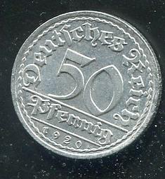 【錢幣】GERMANY德國, 50 Pfennig , K27 , 1922A ,品相全新UNC #201835 歷史價格詳細信息