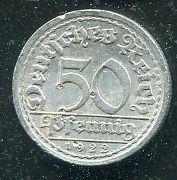 【錢幣】GERMANY德國, 50 Pfennig , K27 , 1922A ,品相全新UNC #201835 歷史價格詳細信息