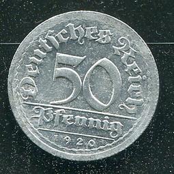 【錢幣】GERMANY德國, 50 Pfennig , K27 , 1922A ,品相全新UNC #201835 歷史價格詳細信息