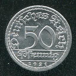 【錢幣】GERMANY德國, 50 Pfennig , K27 , 1922A ,品相全新UNC #201835 歷史價格詳細信息