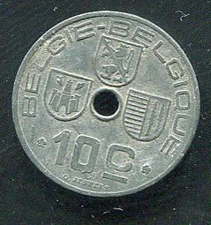 【錢幣】 BELIGIUM 比利時，10 CENTS ， K125 ， 1943 ，品相極美XF #201926 歷史價格詳細信息