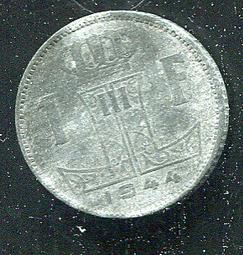 【錢幣】 BELIGIUM 比利時，1 FRANC ， K128 ， 1945 ，品相極美上XF+ #201954 歷史價格詳細信息