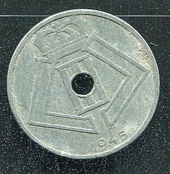 【錢幣】 BELIGIUM 比利時，25 CENTS ， K132 ， 1943 ，品相美VF #201975 歷史價格詳細信息