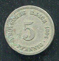 【錢幣】GERMANY(德國 帝國時期), 5 Pfennig , K11 , 1907J ,品相極美XF #203234 歷史價格詳細信息
