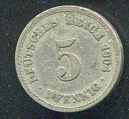 【錢幣】GERMANY(德國 帝國時期), 5 Pfennig , K11 , 1907J ,品相極美XF #203234 歷史價格詳細信息