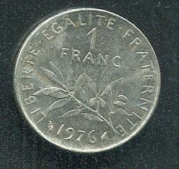 【錢幣】FRANCE (法國),   , 1 FRANC  , K885a.2  , 1957B ,品相全新UNC #203605 歷史價格詳細信息