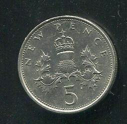 【錢幣】Great Britain(英國)， 5 PENCE  , K911  , 1968 ,品相全新UNC #204368 歷史價格詳細信息