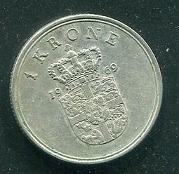 【錢幣】DENMARK(丹麥)， 1 KRONE , K851.1 , 1968 ,品相極美XF #205047 歷史價格詳細信息