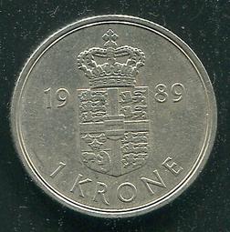 【錢幣】DENMARK(丹麥)， 1 KRONE , K862.1 , 1977 ,品相極美XF #205058 歷史價格詳細信息