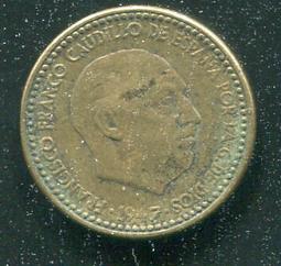 【錢幣】SPAIN(西班牙),1 Peseta,K816,1980/暗記1981 #205795 ,品相全新UNC 歷史價格詳細信息