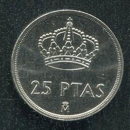 【錢幣】SPAIN(西班牙),25 Peseta,K851,1991 #205935 ,品相極美XF 歷史價格詳細信息