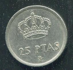 【錢幣】SPAIN(西班牙),25 Peseta,K787,1957/暗記19559 #205901 ,品相9新AU 歷史價格詳細信息