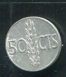 【錢幣】SPAIN(西班牙),50 Centimos,K777,1949/暗記1953 #205842 ,品相9新AU 歷史價格詳細信息